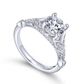 Gabriel & Co. 14k White Gold Victorian Split Shank Engagement Ring