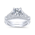 Gabriel & Co. 14k White Gold Victorian Split Shank Engagement Ring