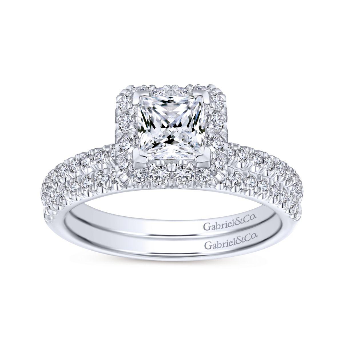 Gabriel & Co. 14k White Gold Contemporary Halo Engagement Ring