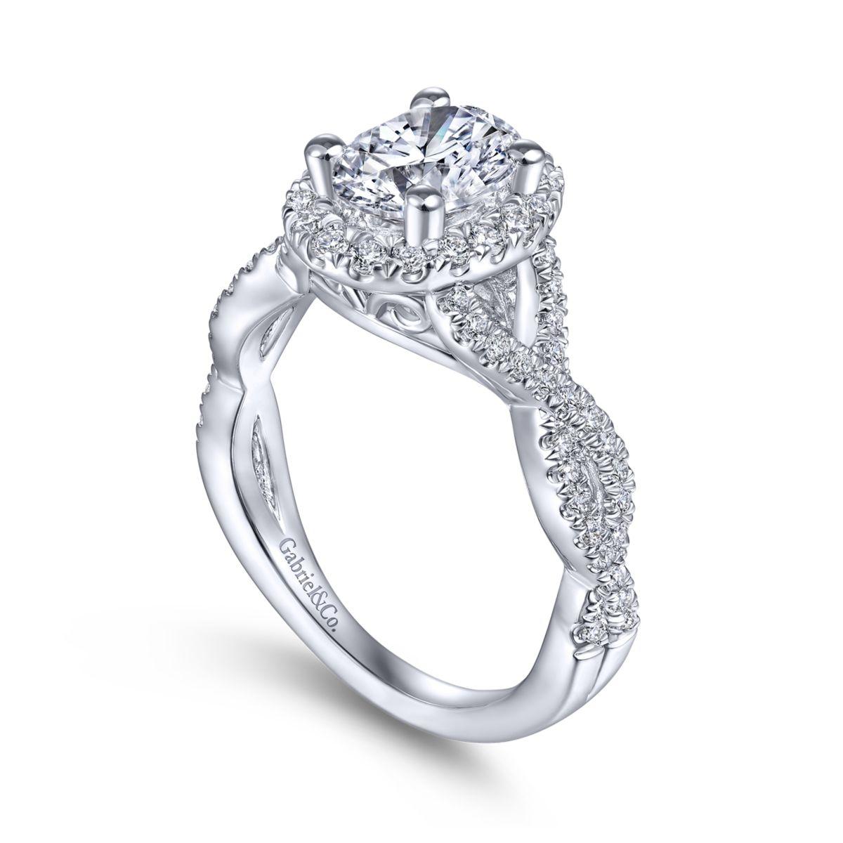 Gabriel & Co. 14k White Gold Contemporary Halo Engagement Ring