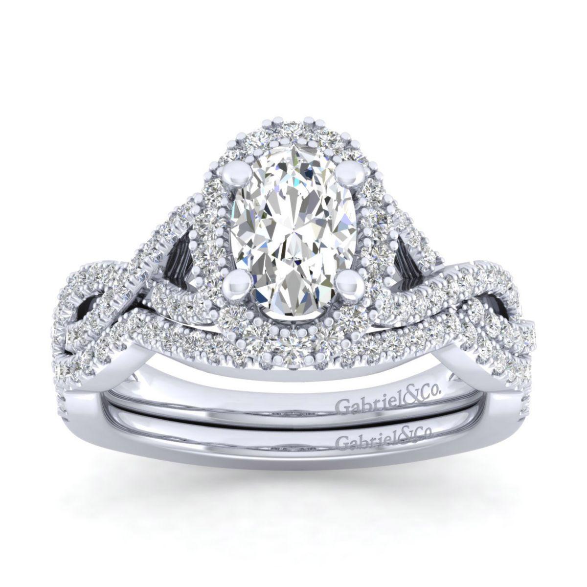 Gabriel & Co. 14k White Gold Contemporary Halo Engagement Ring