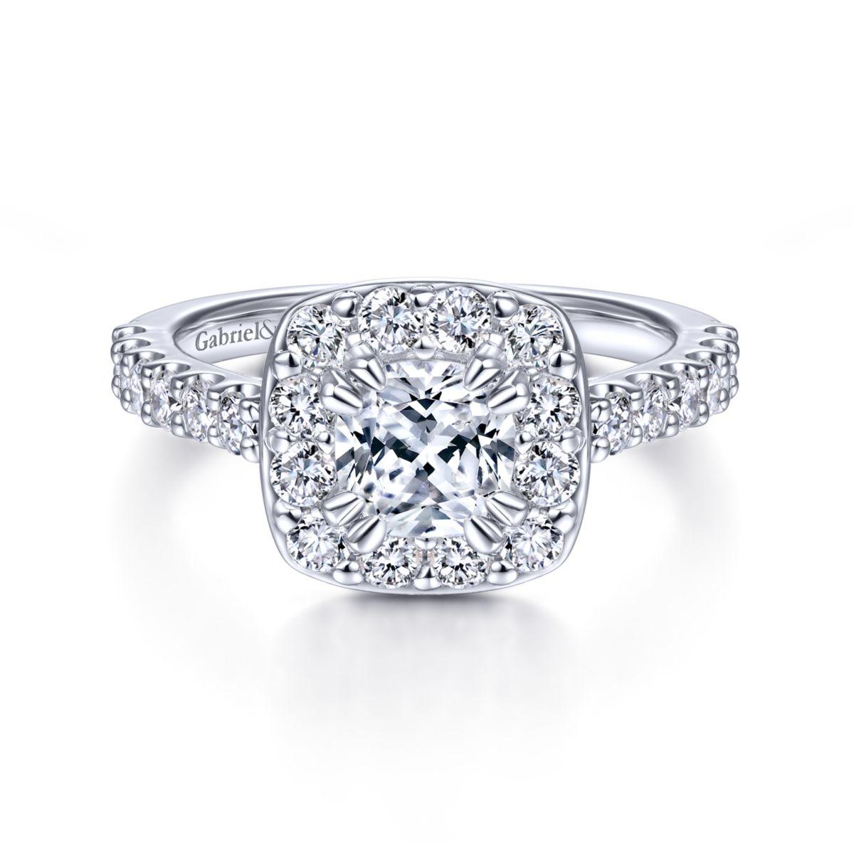 Gabriel & Co. 14k White Gold Contemporary Halo Engagement Ring