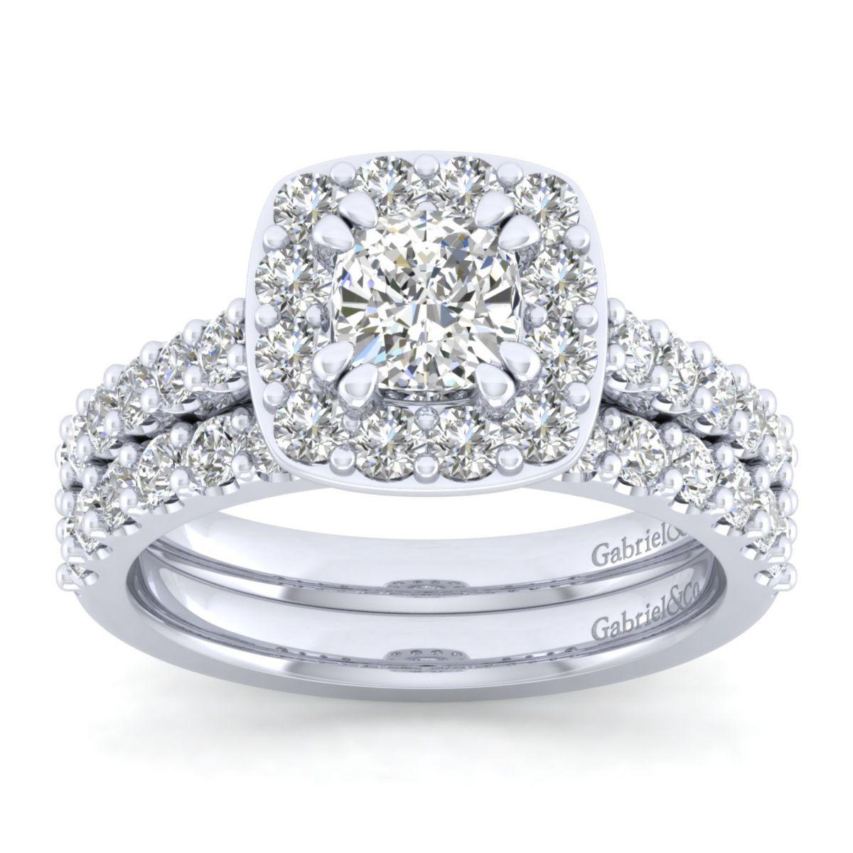 Gabriel & Co. 14k White Gold Contemporary Halo Engagement Ring