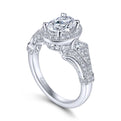 Gabriel & Co. 14k White Gold Victorian Halo Engagement Ring