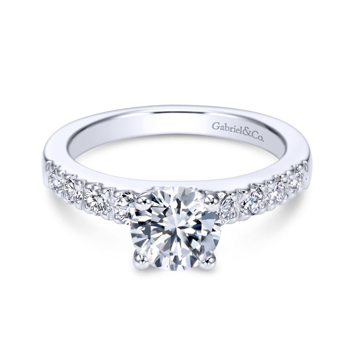 Gabriel & Co. 14k White Gold Contemporary Straight Engagement Ring