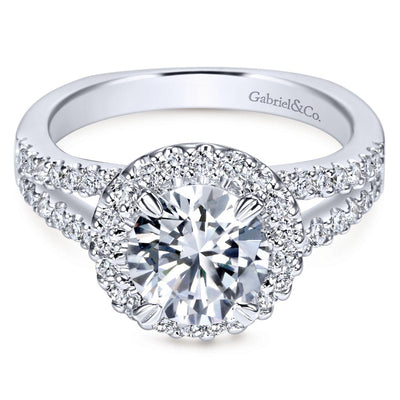 Gabriel & Co. 14k White Gold Contemporary Halo Engagement Ring