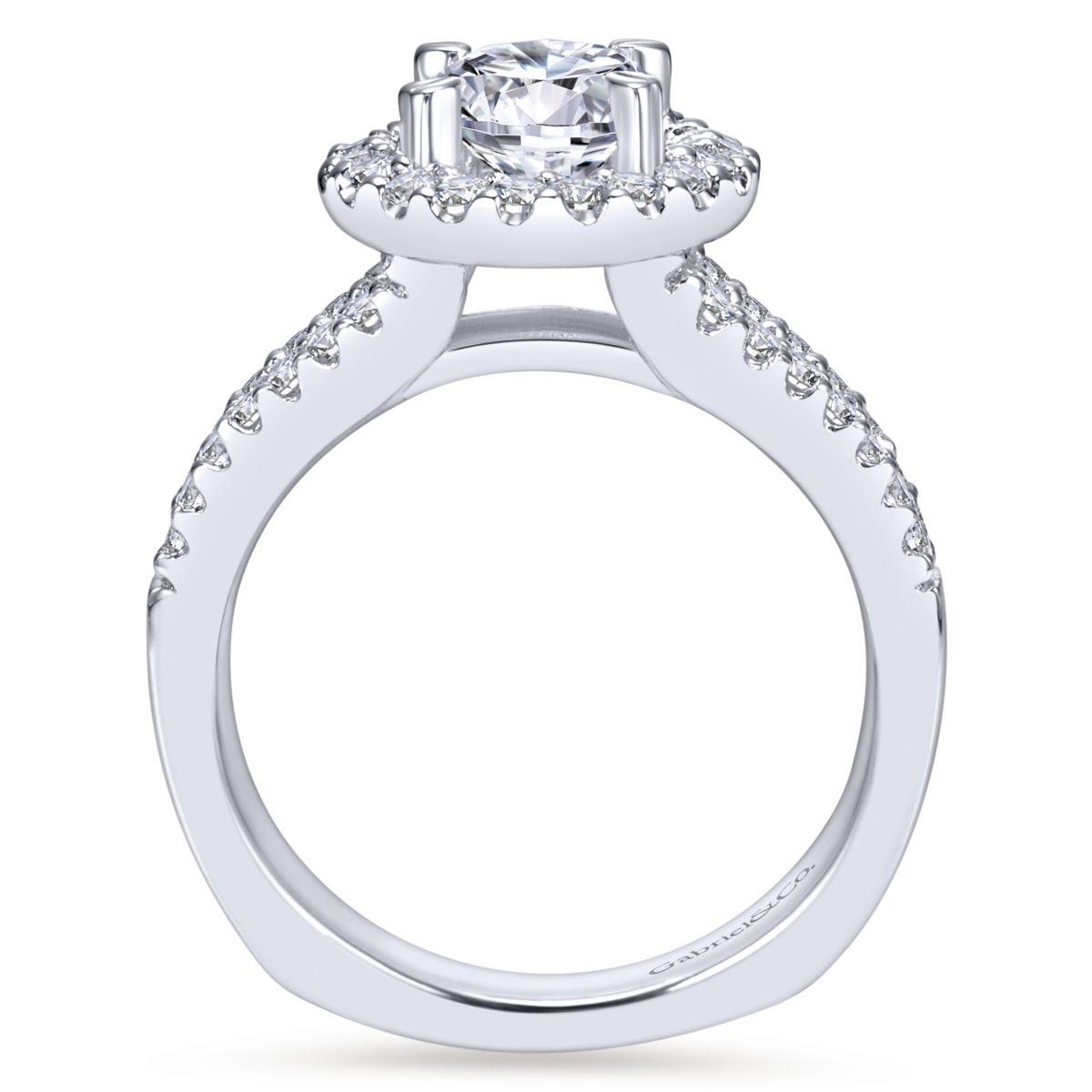 Gabriel & Co. 14k White Gold Contemporary Halo Engagement Ring