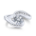 Gabriel & Co. 14k White Gold Contemporary Bypass Engagement Ring