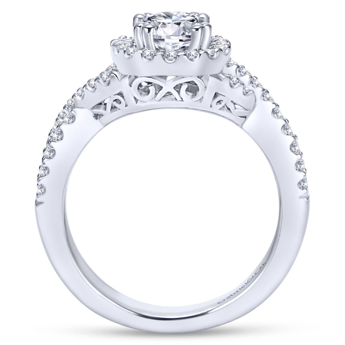 Gabriel & Co. 14k White Gold Contemporary Halo Engagement Ring