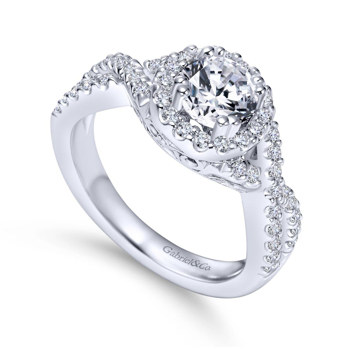 Gabriel & Co. 14k White Gold Contemporary Halo Engagement Ring