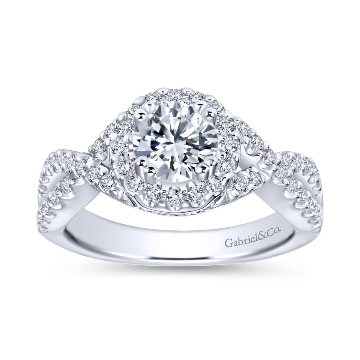 Gabriel & Co. 14k White Gold Contemporary Halo Engagement Ring