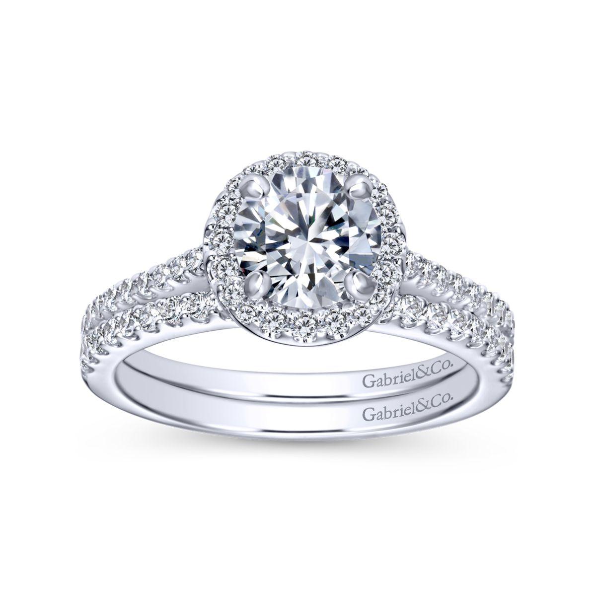 Gabriel & Co. 14k White Gold Contemporary Halo Engagement Ring