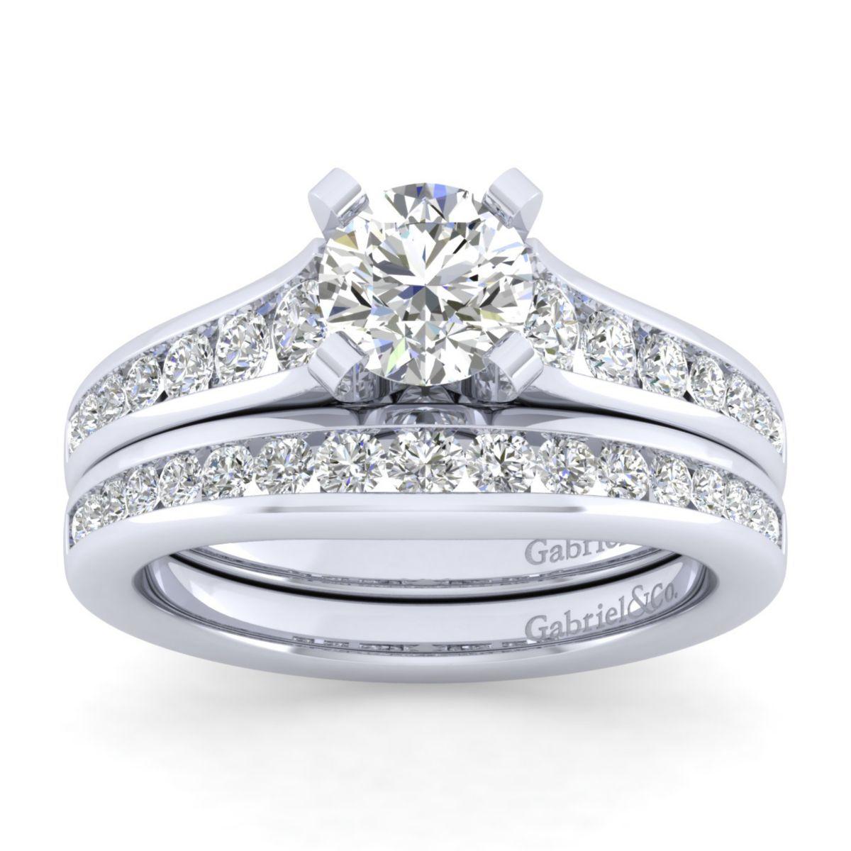 Gabriel & Co. 14k White Gold Contemporary Straight Engagement Ring