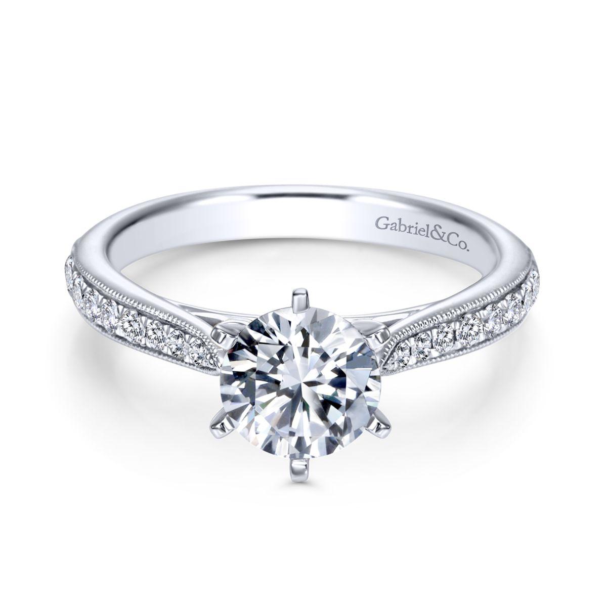 Gabriel & Co. 14k White Gold Contemporary Straight Engagement Ring