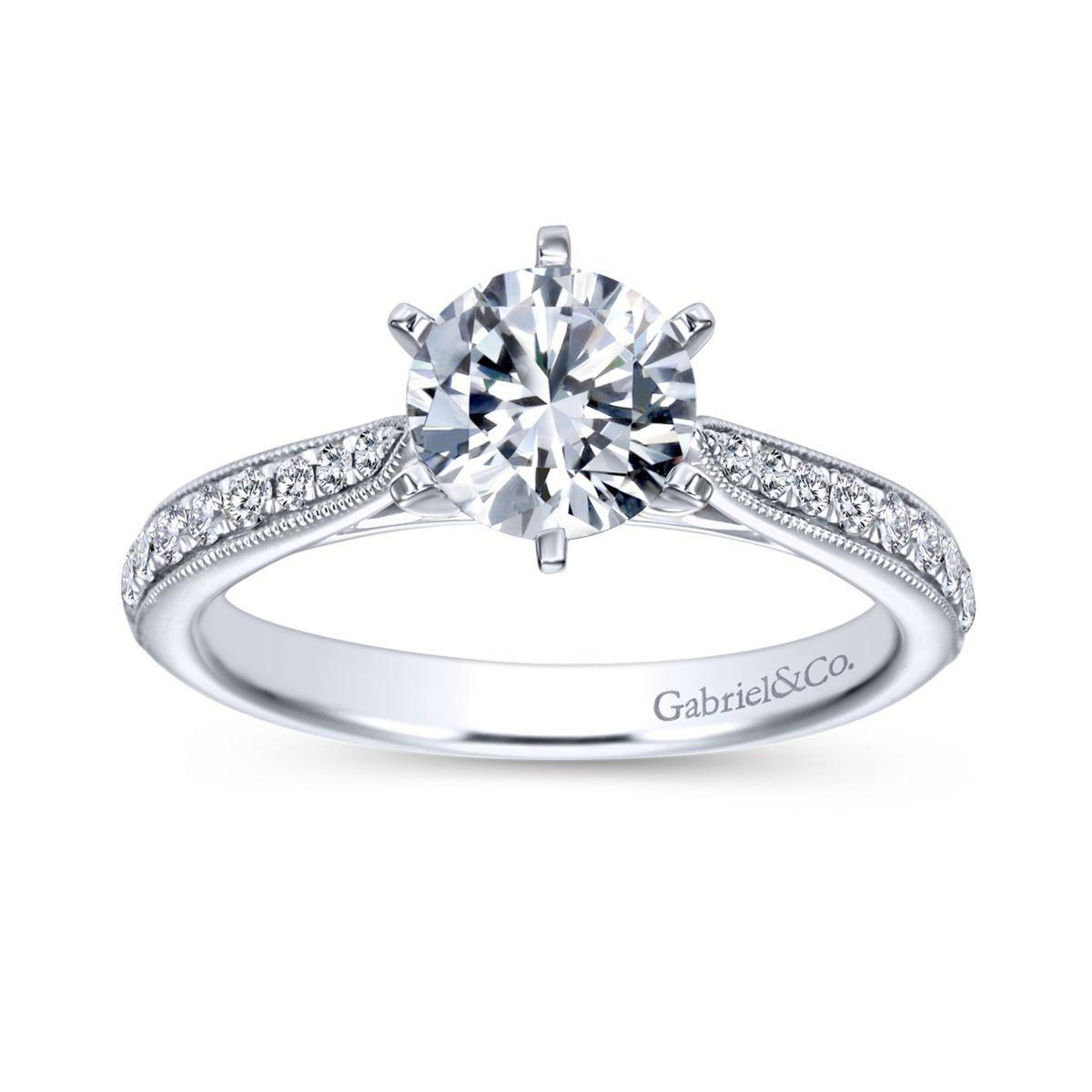 Gabriel & Co. 14k White Gold Contemporary Straight Engagement Ring