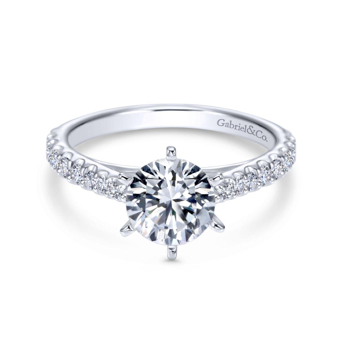 Gabriel & Co. 14k White Gold Contemporary Straight Engagement Ring