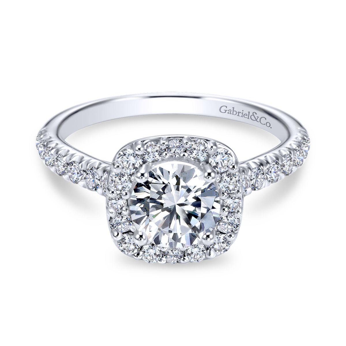 Gabriel & Co. 14k White Gold Contemporary Halo Engagement Ring