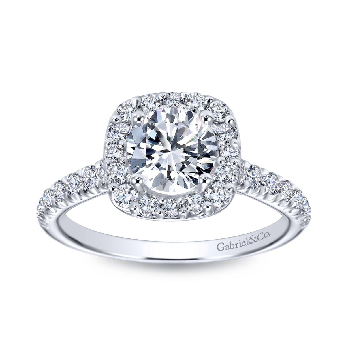 Gabriel & Co. 14k White Gold Contemporary Halo Engagement Ring