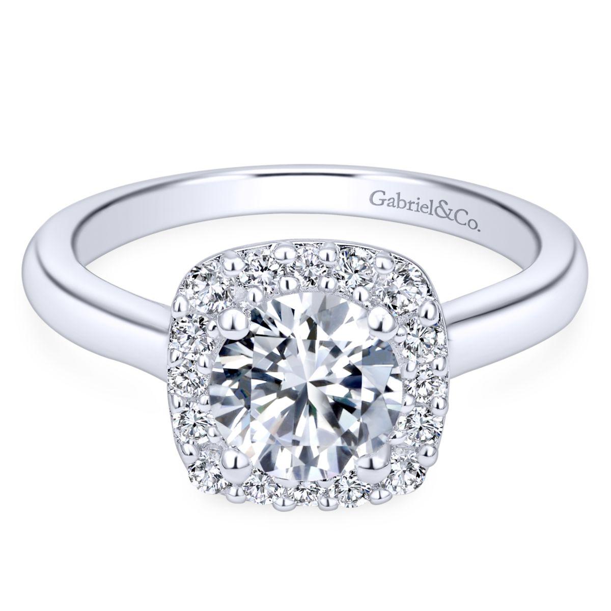 Gabriel & Co. 14k White Gold Contemporary Halo Engagement Ring