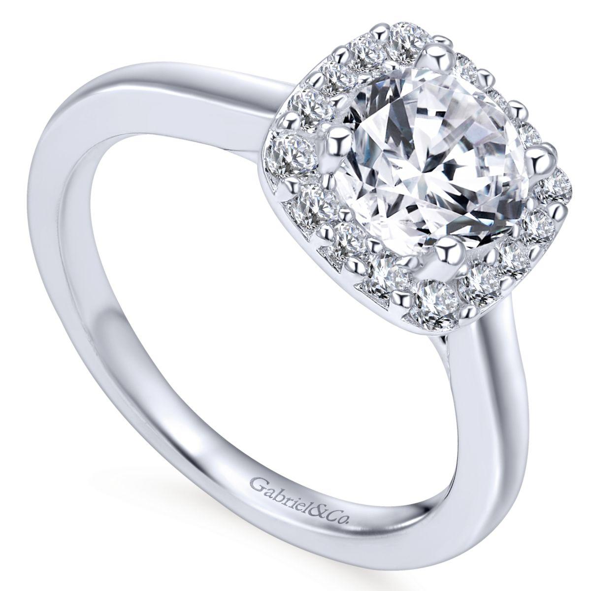 Gabriel & Co. 14k White Gold Contemporary Halo Engagement Ring