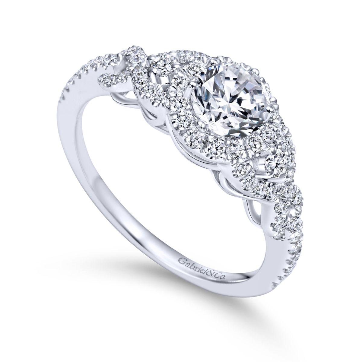 Gabriel & Co. 14k White Gold Contemporary Halo Engagement Ring