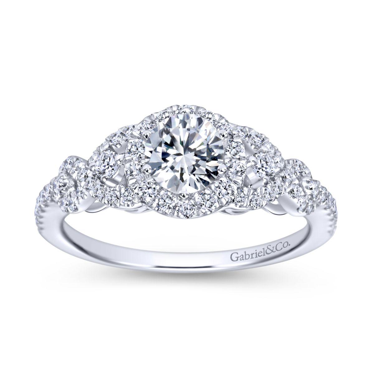 Gabriel & Co. 14k White Gold Contemporary Halo Engagement Ring