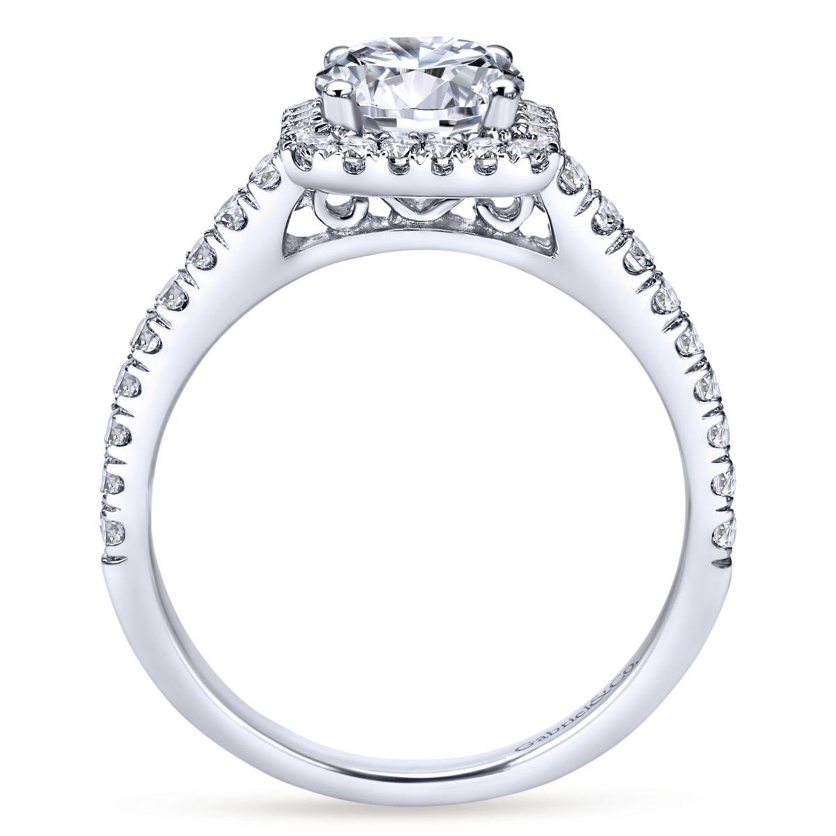 Gabriel & Co. 14k White Gold Contemporary Halo Engagement Ring