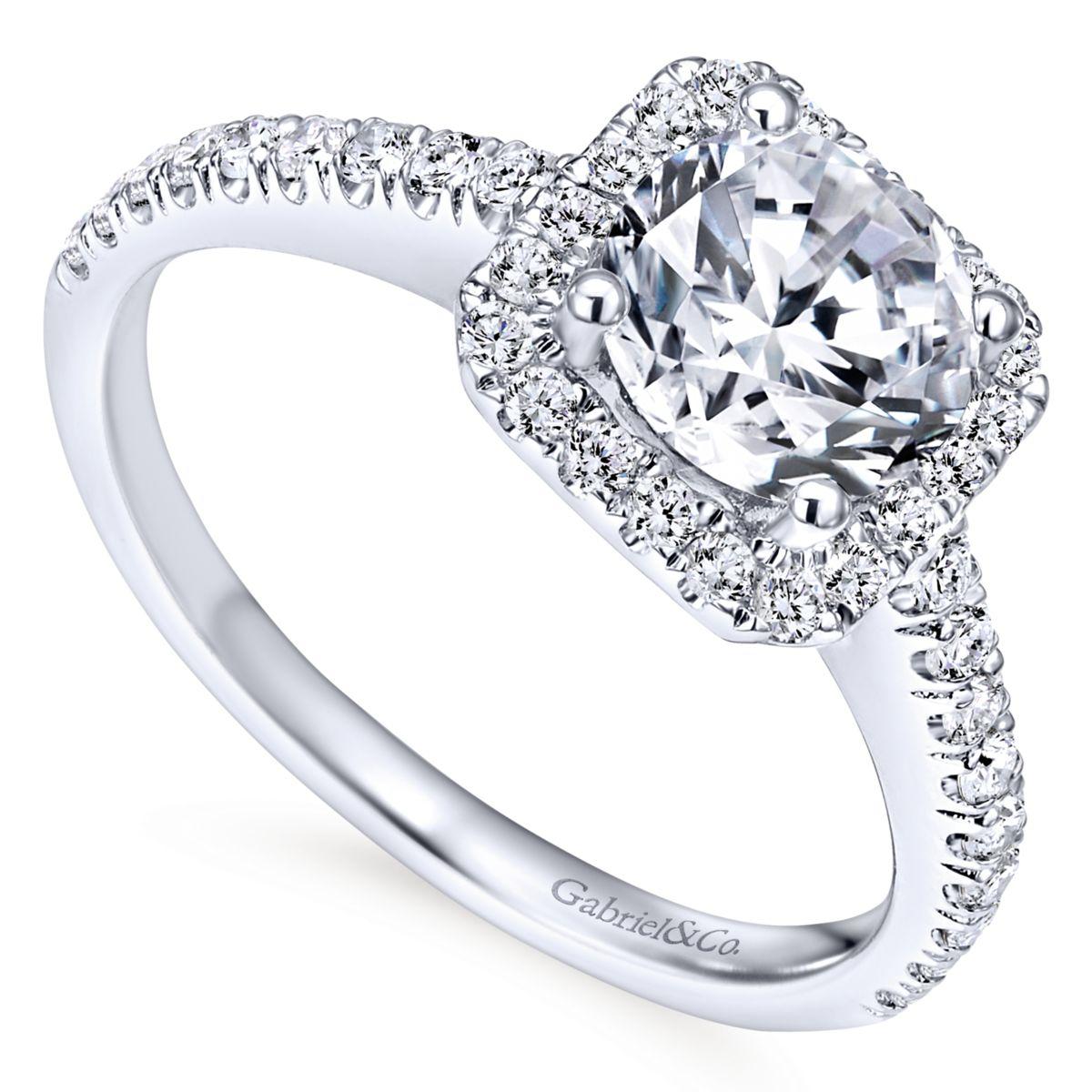 Gabriel & Co. 14k White Gold Contemporary Halo Engagement Ring