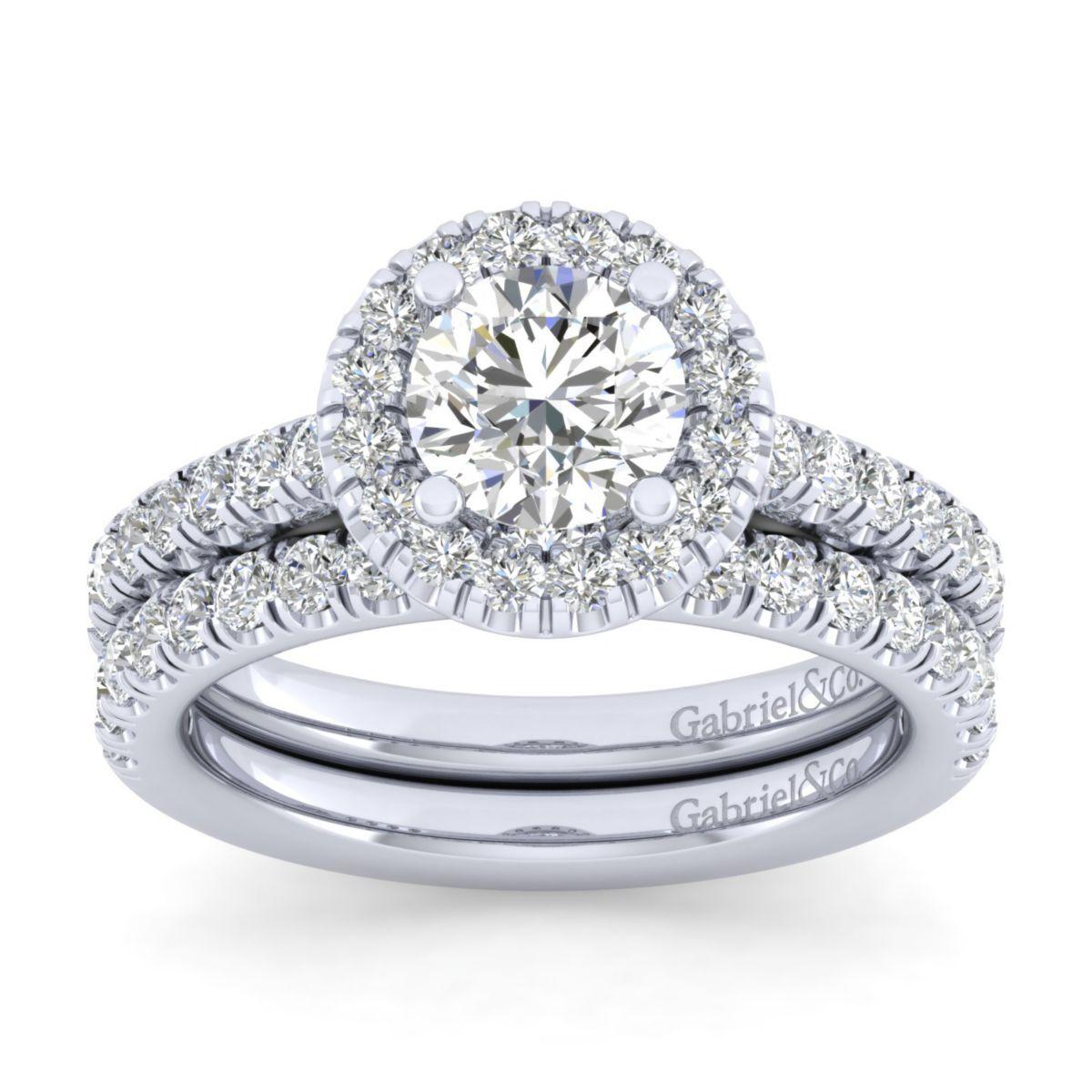 Gabriel & Co. 14k White Gold Contemporary Halo Engagement Ring