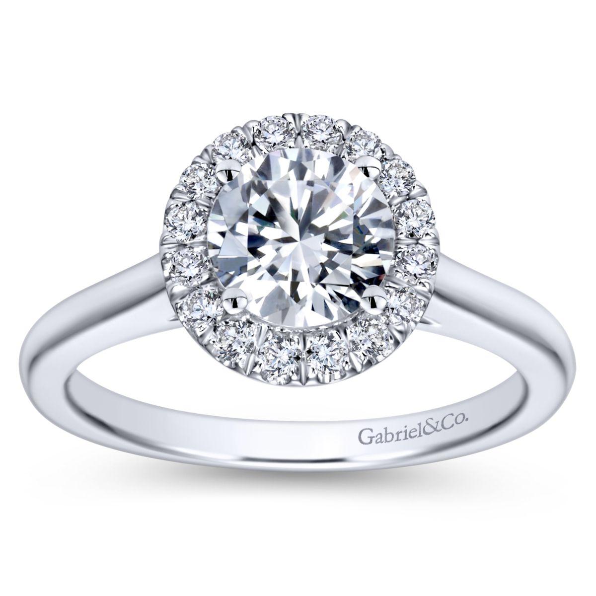 Gabriel & Co. 14k White Gold Contemporary Halo Engagement Ring