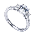 Gabriel & Co. 14k White Gold Contemporary Three Stones Engagement Ring