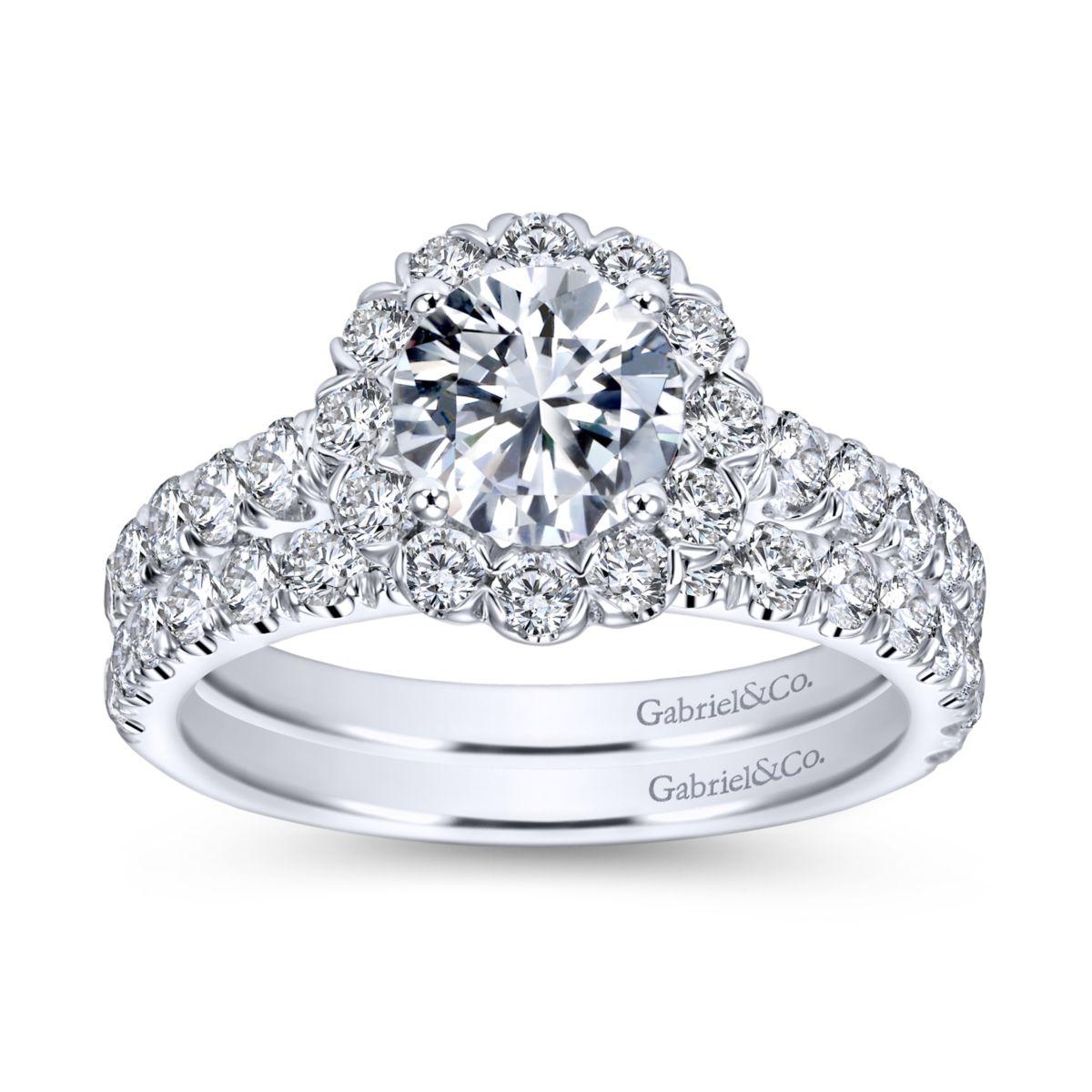 Gabriel & Co. 14k White Gold Contemporary Halo Engagement Ring