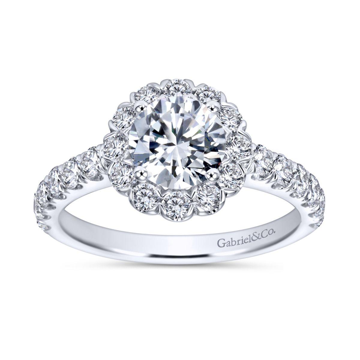 Gabriel & Co. 14k White Gold Contemporary Halo Engagement Ring