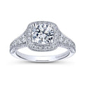 Gabriel & Co. 14k White Gold Victorian Halo Engagement Ring