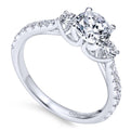 Gabriel & Co. 14k White Gold Contemporary Three Stones Engagement Ring