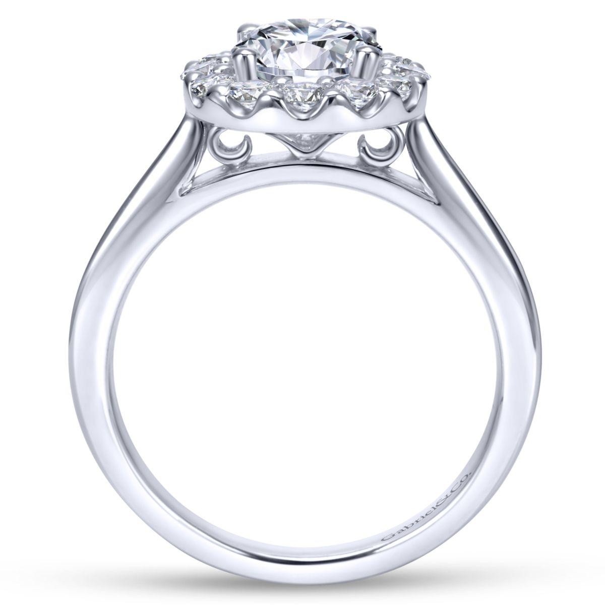 Gabriel & Co. 14k White Gold Contemporary Halo Engagement Ring