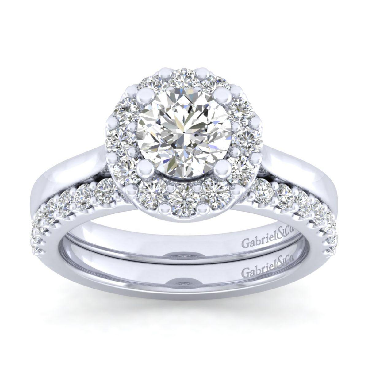 Gabriel & Co. 14k White Gold Contemporary Halo Engagement Ring