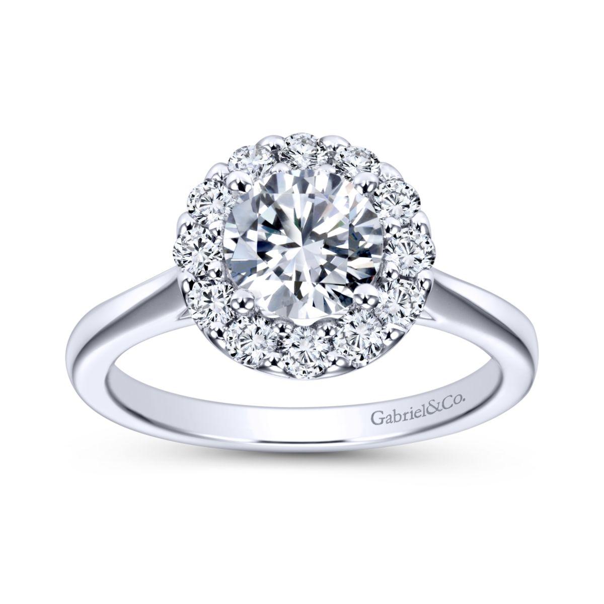 Gabriel & Co. 14k White Gold Contemporary Halo Engagement Ring