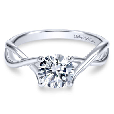 Gabriel & Co. 14k White Gold Contemporary Twisted Engagement Ring