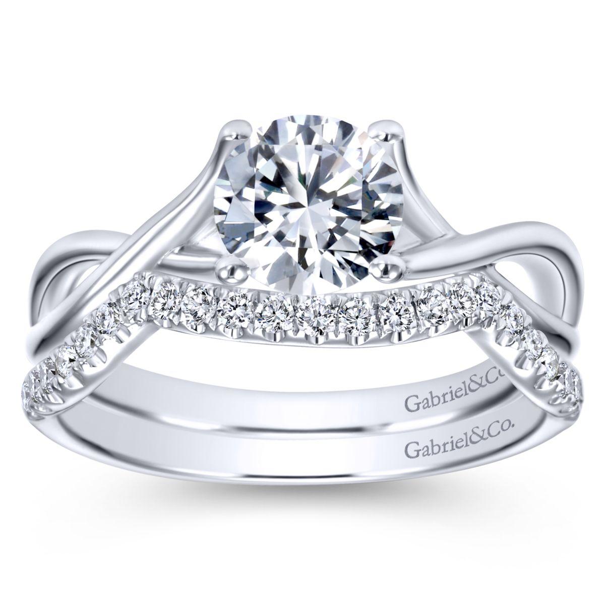 Gabriel & Co. 14k White Gold Contemporary Twisted Engagement Ring