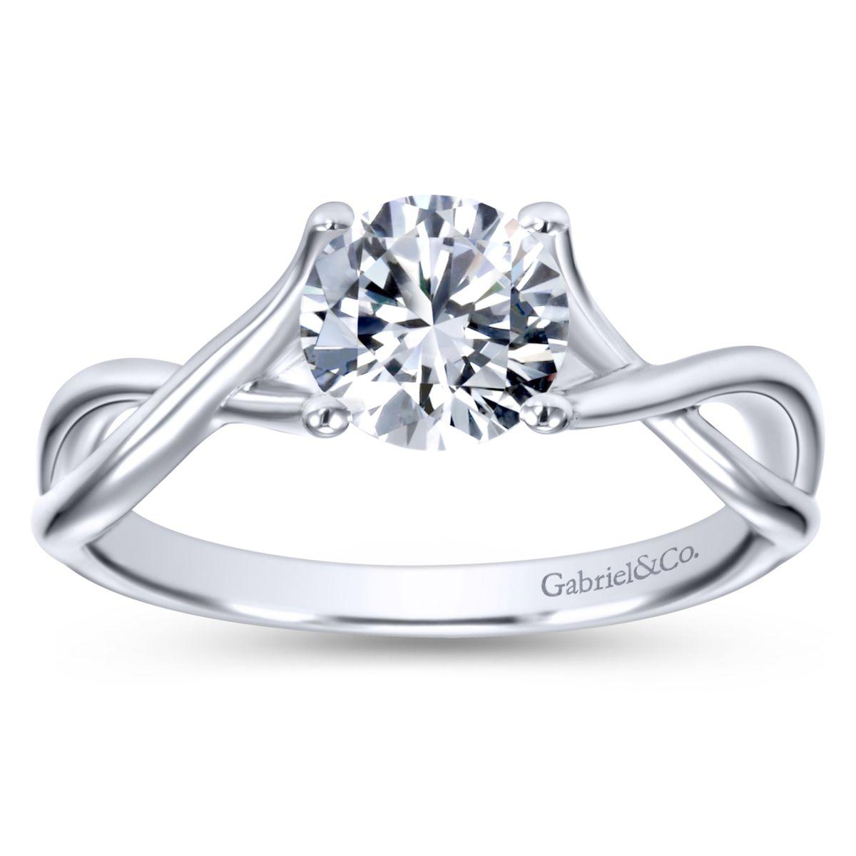 Gabriel & Co. 14k White Gold Contemporary Twisted Engagement Ring