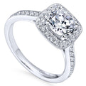 Gabriel & Co. 14k White Gold Victorian Halo Engagement Ring