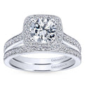 Gabriel & Co. 14k White Gold Victorian Halo Engagement Ring