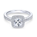 Gabriel & Co. 14k White Gold Victorian Halo Engagement Ring