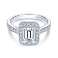 Gabriel & Co. 14k White Gold Victorian Halo Engagement Ring