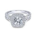 Gabriel & Co. 14k White Gold Victorian Halo Engagement Ring