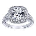 Gabriel & Co. 14k White Gold Victorian Halo Engagement Ring