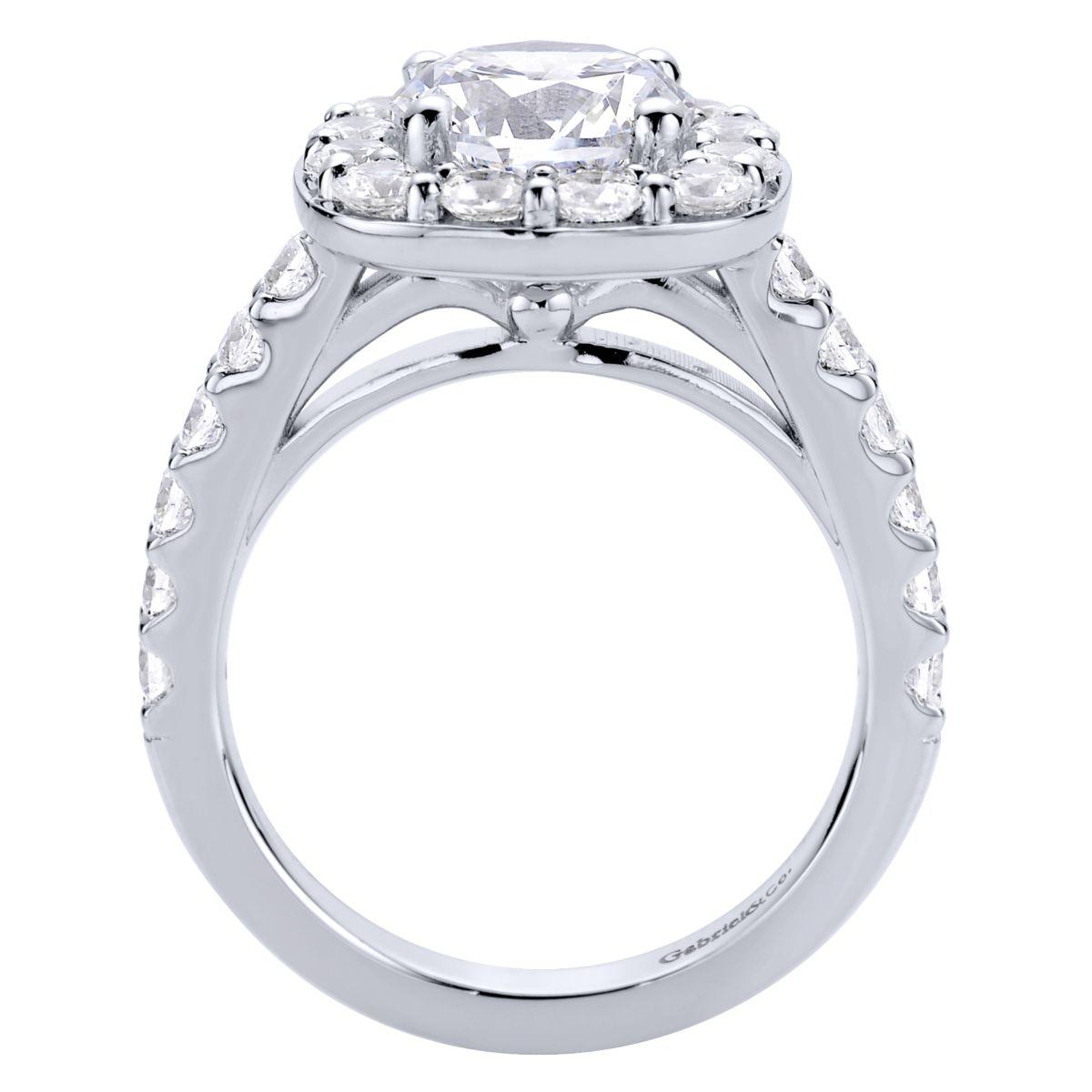 Gabriel & Co. 14k White Gold Contemporary Halo Engagement Ring