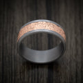 Tantalum and Splatter Textured 14K Rose Gold Mens Ring