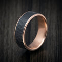 14K Rose Gold and Hammered Darkened Tantalum Mens Ring